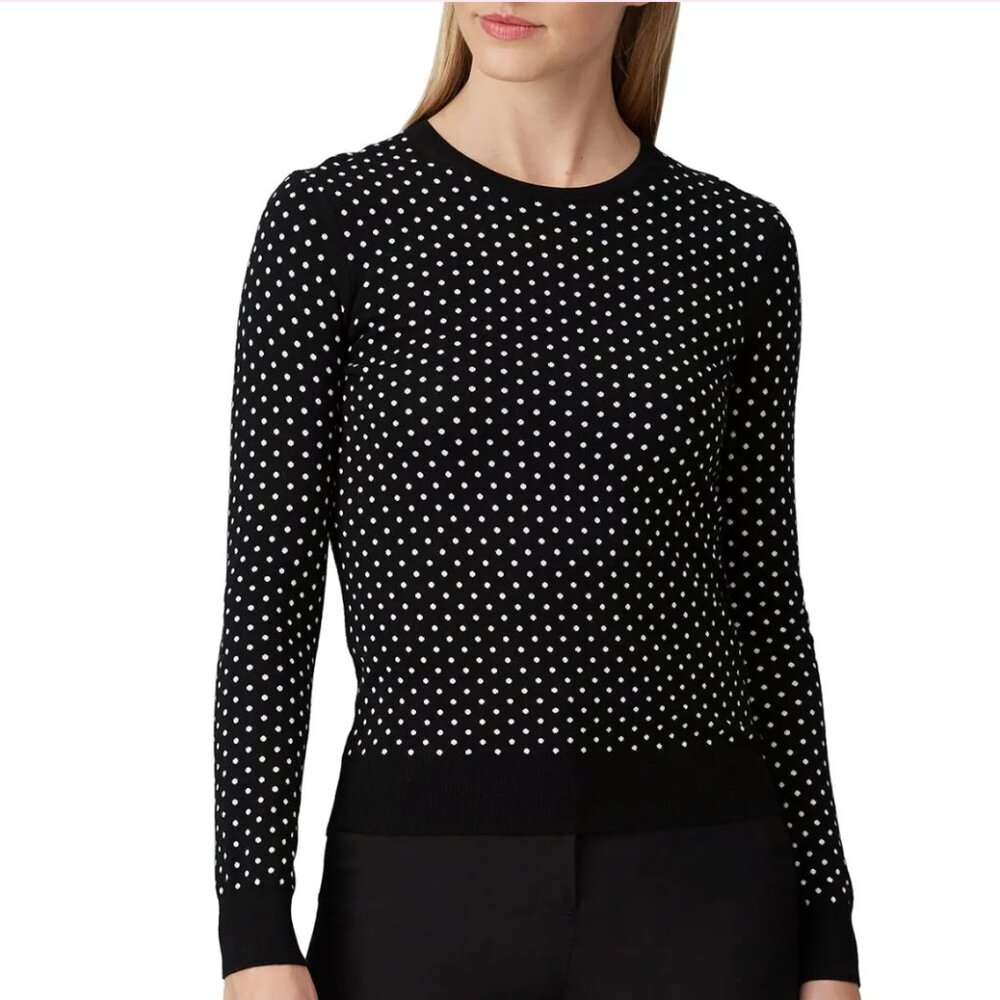 Theory Mini Polka Dot Merino Wool Sweater (size P)